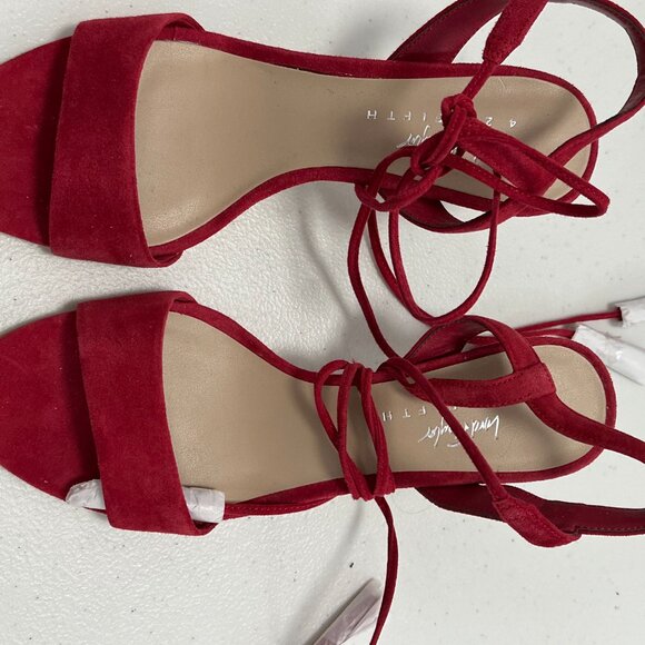Red Suede Heeled Sandal - Picture 3 of 5